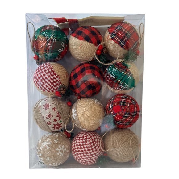 NEW Christmas Burlap Farmhouse Christmas Ornaments NWT‎ 12 pcs - Picture 10 of 10